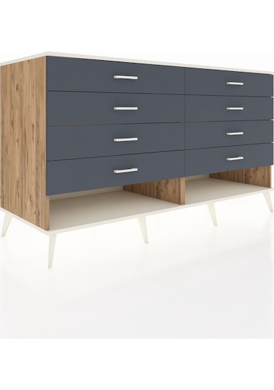 Kronos Konsol 8 Çekmeceli 176x59x99 Çam-aytaşı/antrasit Çam-aytaşı/antrasit