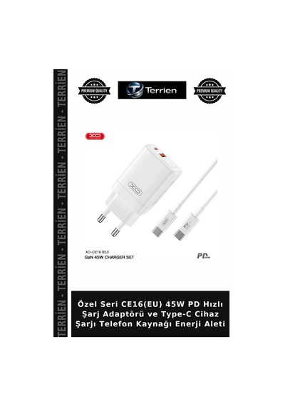 Özel Seri Ce16 Eu 45w Pd Hızlı Şarj Adaptörü Ve Type-c Cihaz Şarjı Telefon Kaynağı Enerji Aleti