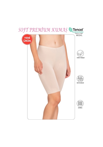 Özkan Underwear Özkan 27780 Kadın Premium Kumaş Modal Pamuklu Esnek Rahat Diz Üstü Toparlayıcı Yüksek Bel Kısa Tayt Taş