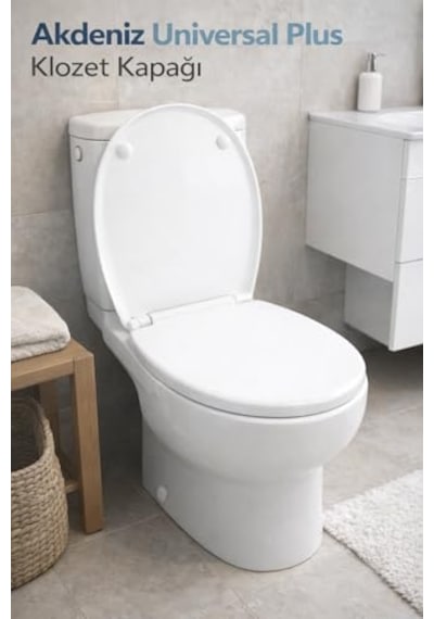 Akdeniz Universal Klozet Kapağı  Her Modelle Uyumlu, Kaydırmaz Alt Kapaklı, Kolay Montajlı, Kolay Temizlenebilir, Dayanıklı Yapı,  Açık Bej