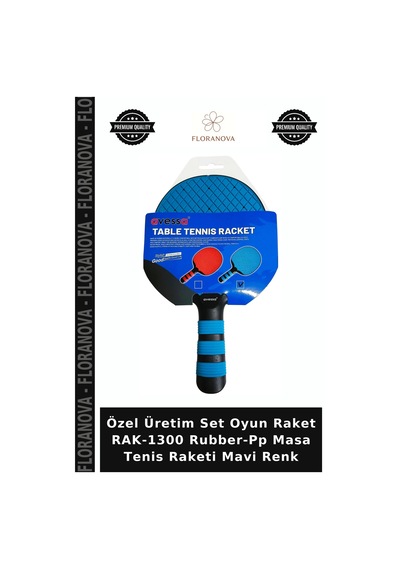 Özel Üretim Set Oyun Raket Rak-1300 Rubber-pp Masa Tenis Raketi Mavi Renk