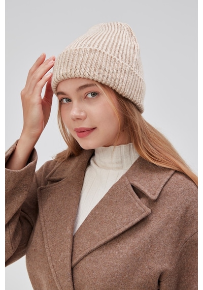 Derikem Basic Şık Standart Lüks Unisex Tiftik Bere Bej