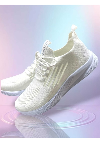 Tutınom Unisex Ortopedik Yumuşak Taban Günlük Yazlık Sneaker Spor Ayakkabı Beyaz Buz
