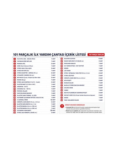 İlk Yardım Seti Mavi Bayrak Set 92 Parça Kırmızı