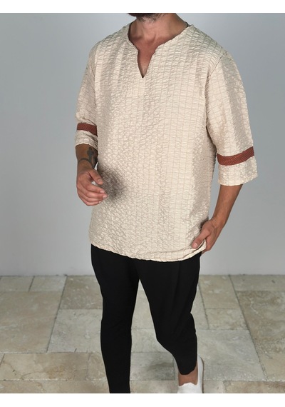 Cocopelli Fakir Kol Bej T-shirt Coc2266 Bej
