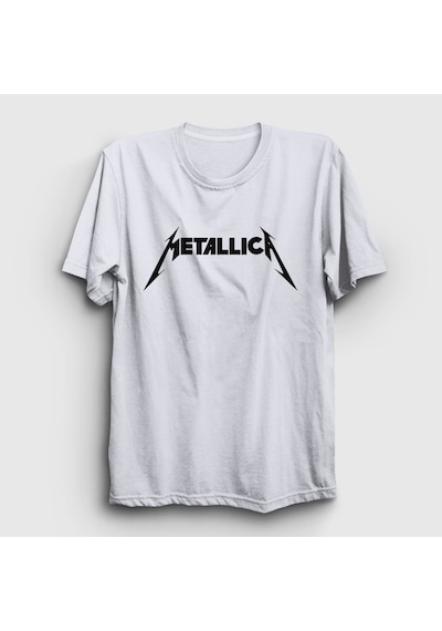 Presmono Unisex Logo Metallica T-shirt Beyaz