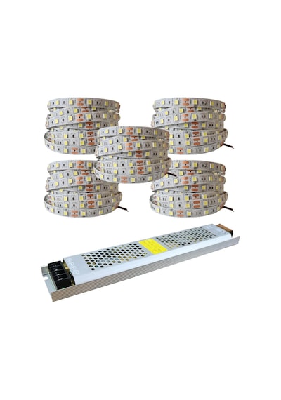 25 Metre Şerit Led Günışığı Renk + 12v 33 Amper 400 Watt Led Trafo - 3 Dirençli Double Pcb - Ot Standart