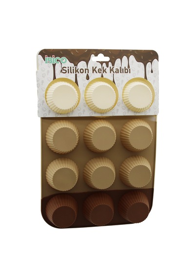 Silikon Muffin Kek Kalıbı Askılı Klasik Çizgili Sarı