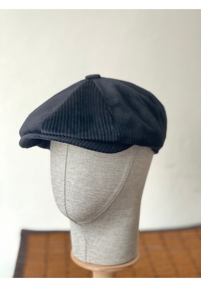 Aida Jewelss Kışlık Kadife Ingiliz Kasket Peaky Blinders Model Erkek Kasket Dökümlü Kadife Kasket Siyah