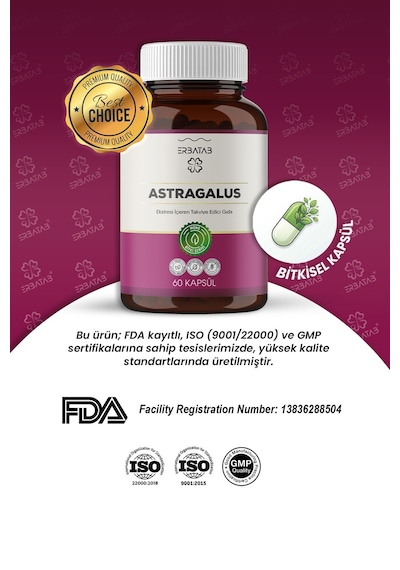 Erbatab Astragalus Çin Geveni Eki 60 Kapsül