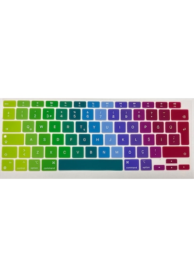 Apple Uyumlu MacBook Air 13' 2020 A2337 (M1) Türkçe Renkli Silikon Klavye Koruyucu