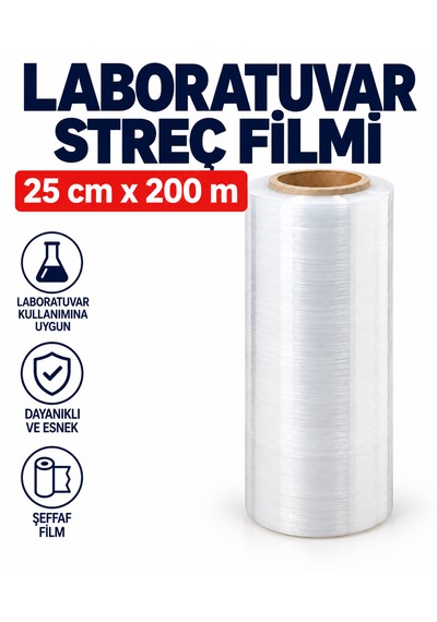 Laboratuvar Streç Filmi 25cm X 200m - Şeffaf Film