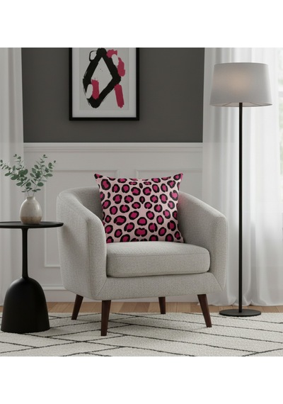 Turkıshrug Kıngdom Leopar Desenli Kırlent Kılıfı Pembe Renkli Modern Tasarım 43x43 Cm 43 X 43 Çok Renkli