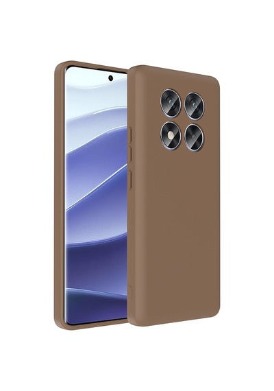 Xiaomi Redmi Note 14 Pro 4g Kılıf Kamera Korumalı Kartlık Hazneli Zore Vitra Kapak Kahverengi