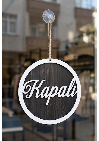 Üç Katlı El Yazılı Modern Açık/kapalı Tabelası - Rebap Ahşap