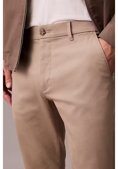 Calvin Klein Erkek Slim Fit Esnek Kumaşlı Chino Pantolon - Bej Vintage Khaki