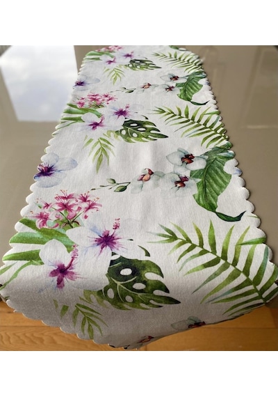 Yaprak Desenli 40x140 Cm Lazer Kesim Runner 140 X 40 -Dikdörtgen-Karışık (506972984)