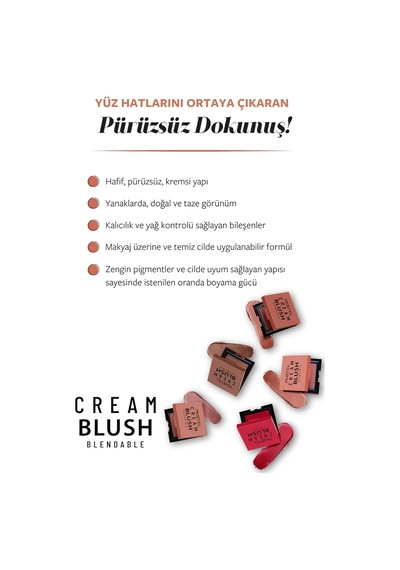 Cream Blush - Krem Allık, 47 Peachy, 3.6 G