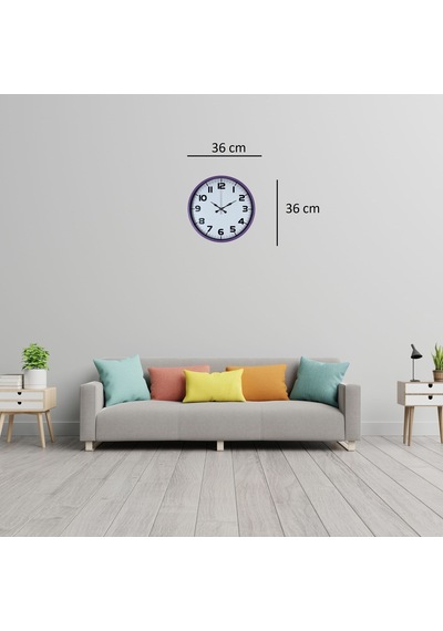 Violet Mor 36 Cm Standart Duvar Saati Çok Renkli