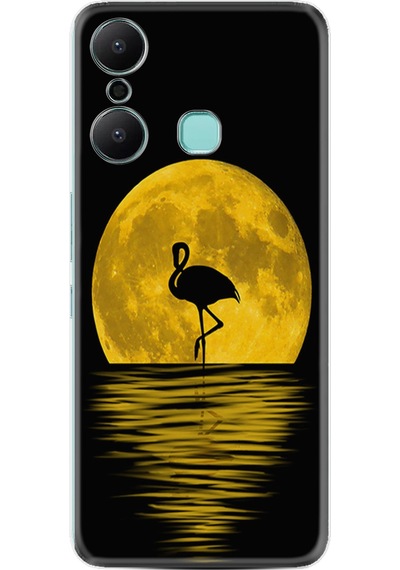 Infinix Hot 20 Play Kılıf Silikon Desen Özel Seri Ay ve Flamingo 1775