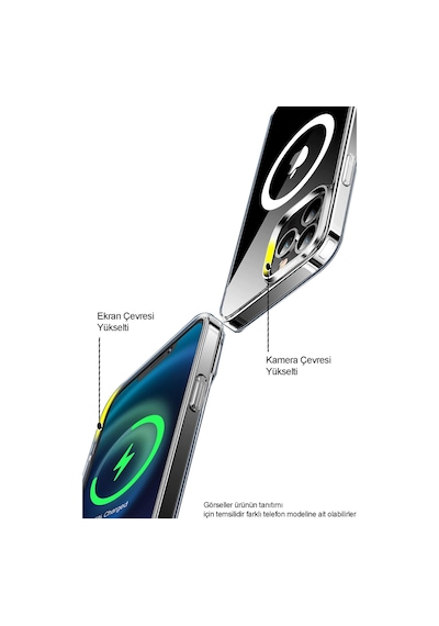 Apple Uyumlu iPhone 13 Pro Max Kılıf Magsafe Kablosuz Şarj Destekli Şeffaf Silikon Kılıf
