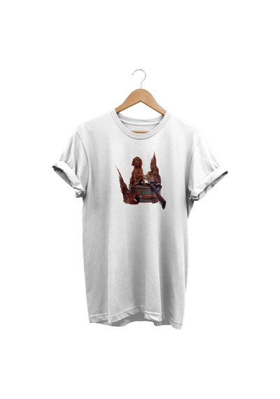 Av Seti Baskılı %100 Pamuk Beyaz T-shirt Basic Kalıp Beyaz T-shirt Beyaz