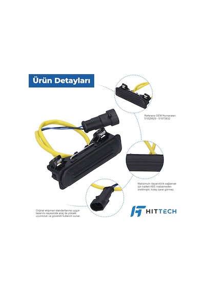Hittech Fiat Doblo 3, Doblo 4, Combi ve Cargo Uyumlu Bagaj Açma Düğmesi Butonu Switch OEM 51829929 51873832