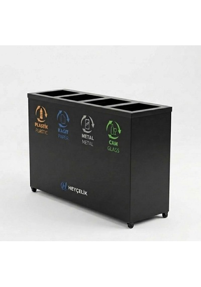 4 Lü Sıfır Atık Kutusu Geri Dönüşüm Ünitesi Gd-504 Metal Atık Ayrıştırma Sistemi Hey Çelik