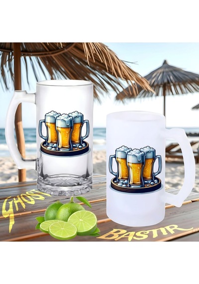 Bira Tepsisi Buzlu Ya Da Buzsuz Bira Bardağı