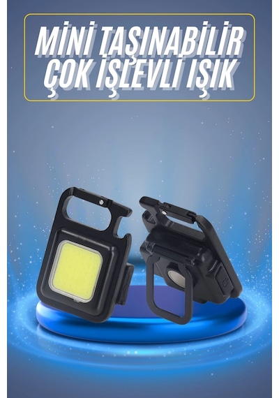 Kamp Çadır Lambası Şarjlı El Feneri Işıldak Anahtarlık Mini Mıknatıslı Çok Renkli