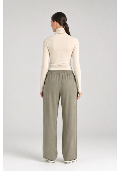 Mixxtrend Kadın Tencel Rahat Pantolon Haki