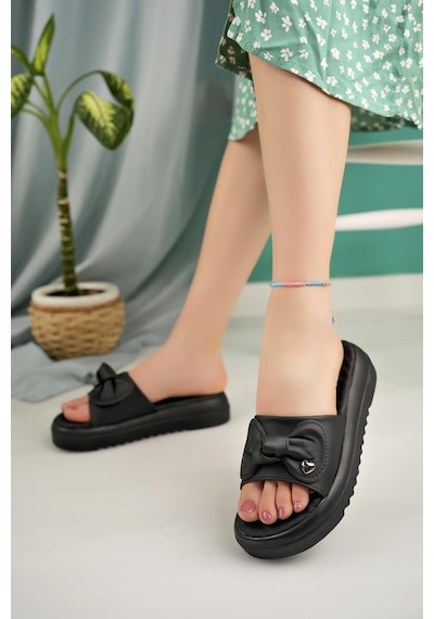 Nesil Shoes Dvm 650 Siyah Masaj Tabanlı Kadın Terlik-Siyah