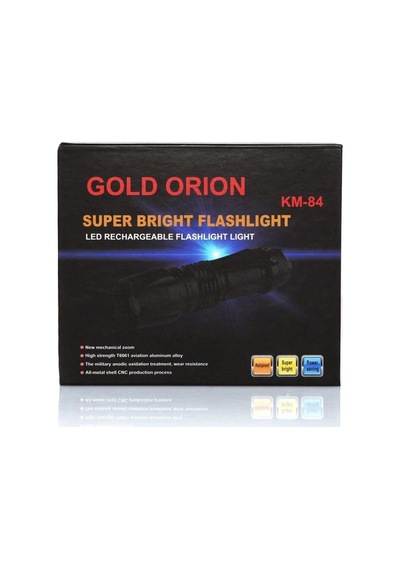 Zenvia Gold Orion Km-84 Tasarruflu Şarjlı Zoomlu Metal El Feneri Kemer Klipsli Znv2026 Çok Renkli