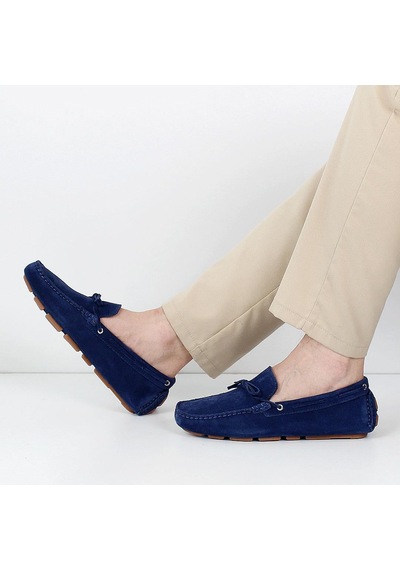 Erkek Lacivert Süet Deri Loafer