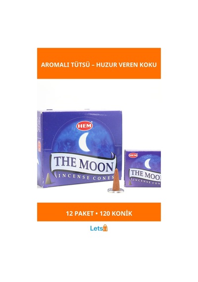 Doğal The Moon Aromalı Konik Tütsü 12 Paket 120 Adet