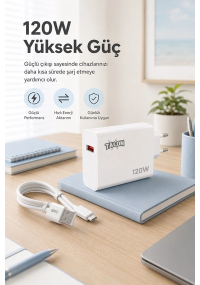 Güvenli Şarj Özellikli 120w Adaptör Ve Kablo Seti Akıllı Koruma Destekli Diğer