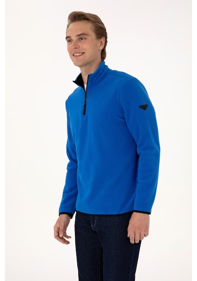 U.S. Polo Assn. Erkek Regular Fit Saks Polar Yarım Fermuarlı Basic Sweatshirt 50313777-VR032