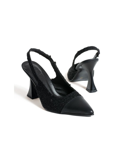 Duxal Shoes Magnolia Kadın Bej Topuklu Ayakkabı Siyah