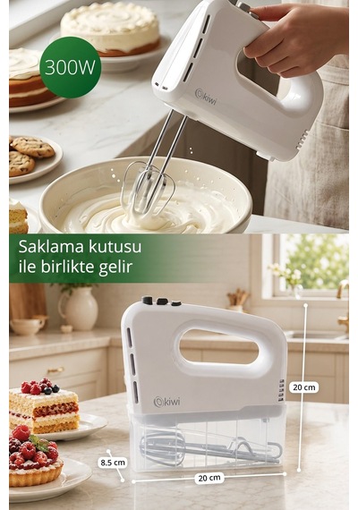 Kiwi Kmx-3620 Mikser 5 Kademe Turbo Fonksiyon Hamur Kancalı Saklama Kutulu Beyaz Diğer