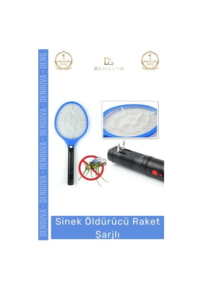 Sinekraketi Profesyonel Haşere Kovucu Ergonomik Tasarım Güçlü Batarya Sinek Öldürücü Raket Şarjlı