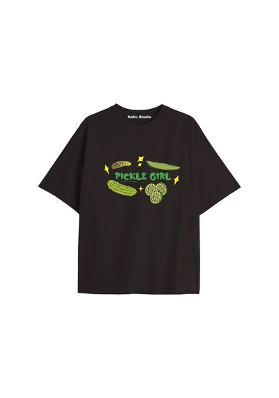 Kalic Studio Y2k Vintage Pickles Baskılı Siyah T-shirt Kod 237 Siyah-237