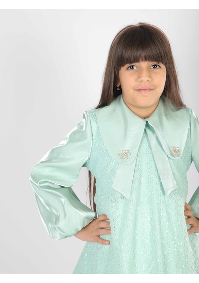 Xo Kids Kız Çocuk Elbise 7-11 Yaş 26571 Yeşil
