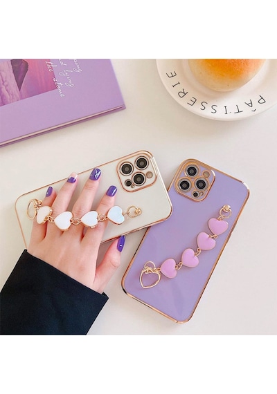 Ally Apple Uyumlu iPhone 12 Pro 6.1Inç Kilif Kalp Bileklik Tutuculu Lüx Silik 340967979
