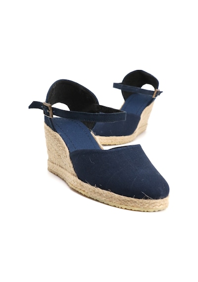Star Tombis Gerçek Elişi Lacivert Kadın Dolgu Topuk Espadril Handmade Lacivert