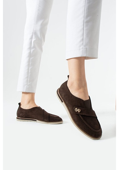 Dericia Shoes Glamour Hakiki Deri Süet Kadın Günlük Rahat Casual Ayakkabı Kahverengi