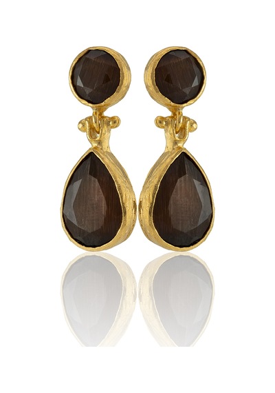 Kadir Jewellery 22 Ayar Altın Kaplama Vintage Küpe -el İşçiliği Ve Hipoalerjenik Küpe Kehribar 06295254