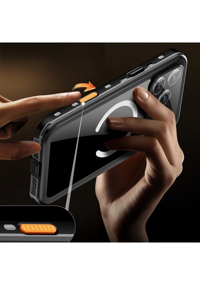 Apple Uyumlu iPhone 17 Pro Max Kılıf 1-1 Su Geçirmez Kılıf Siyah