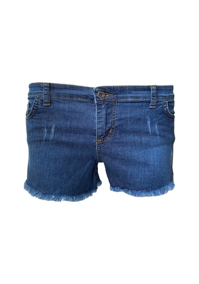 Kadın Mavi Düşük Bel Yırtık Detay Pascucci Denim Kot Şort Mavi