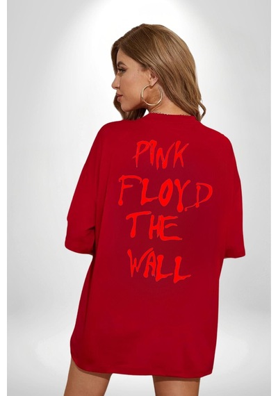 Pink Floyd The Wall Kırmızı Oversize Unisex Ön Ve Sırt Baskılı Tişört Kırmızı