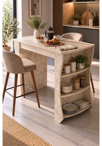 Sulorahome Mutfak Adası Ve Kahvaltı Masası Raflı Çok Amaçlı Masa 120x60 Cm Traverten - Rossini Sulorahome Mutfak Adası Ve Kahvaltı Masası Raflı Çok Amaçlı Masa 120x60 Cm Traverten - Rossini